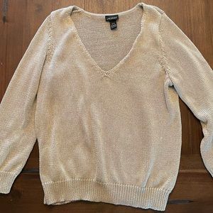 Lane Bryant Gold shimmer v neck woven sweater size 18/20